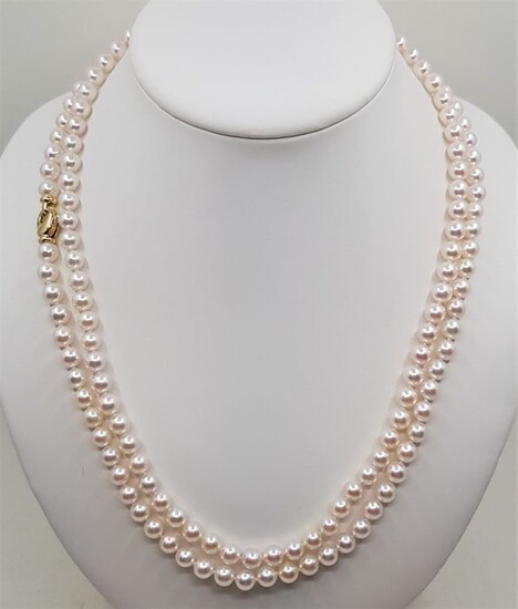 No reserve price - Top Grade AAA 7.5x8mm Akoya Pearls - 14 kt. Yellow gold - Necklace