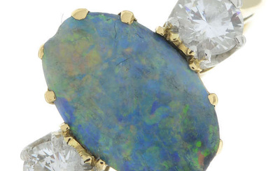 Opal & diamond three-stone ring