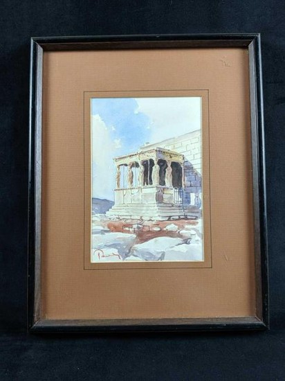 Original Water Color Of Greek Acropolis