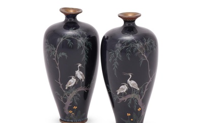 Ota Tamashiro: A Pair of Japanese Cloisonné Enamel Vases