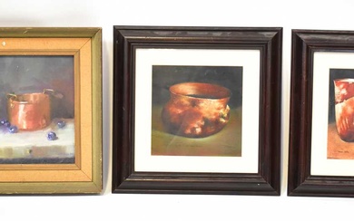 PAUL STONE; a pair of oils on board, 'Sienna Pot'...