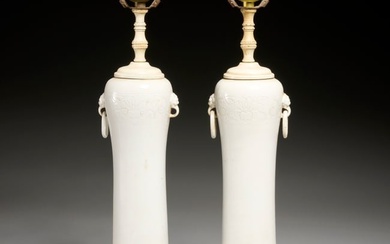 Pair Chinese dehua jars converted to lamps