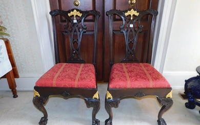 Pair Chippendale style side chairs