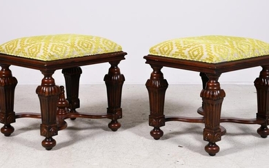 Pair Italian style carved footstools