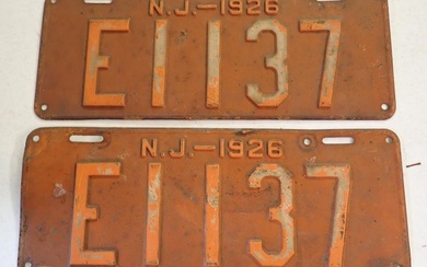 Pair of 1926 New Jersey License Plates