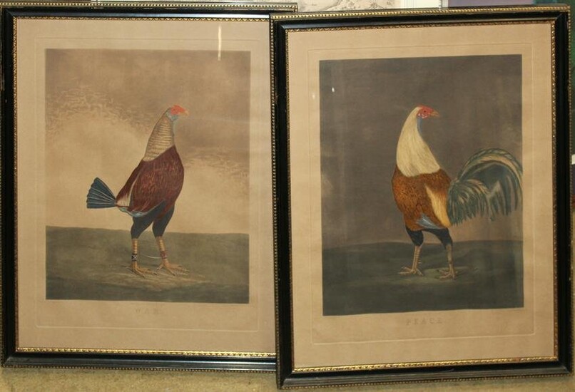 Pair of 19th c English Cockfighting Prints