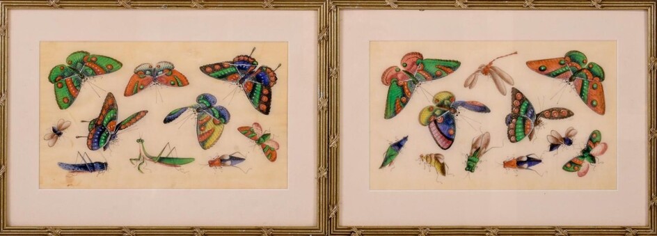 Pair of Chinese Paintings of Insects