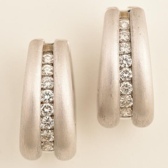 Pair of Damiani Diamond, 18k White Gold Earrings.