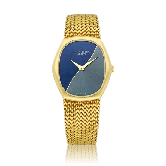 Patek Philippe Golden Ellipse, Reference 3858 | A yellow gold bracelet watch with two tone dial, Circa 1990 | 百達翡麗 | Golden Ellipse 型號3858 | 黃金鏈帶腕錶，備雙色錶盤，約1990年製