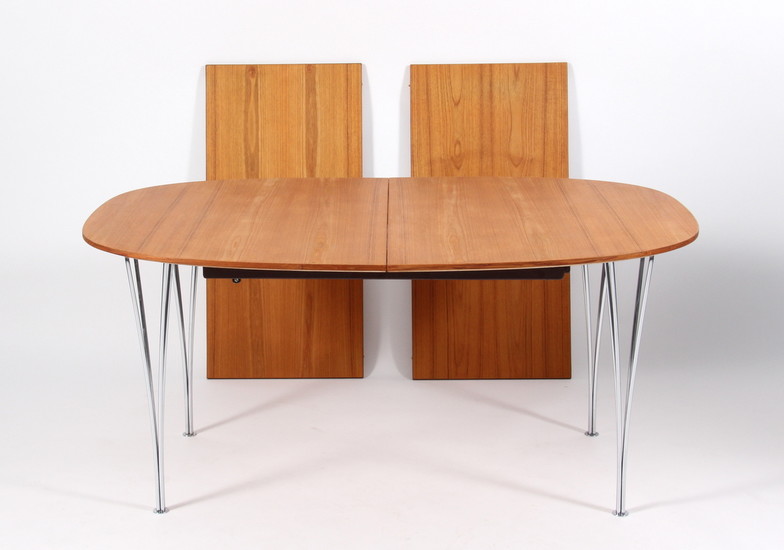 Piet Hein/Bruno Mathsson: Super-Ellipse table with two extension leaves. (3)