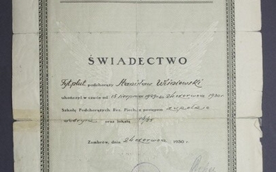 Polish Army cadet certificate 1930