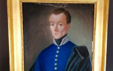 Portrait Of Officer Pastel XIX Century