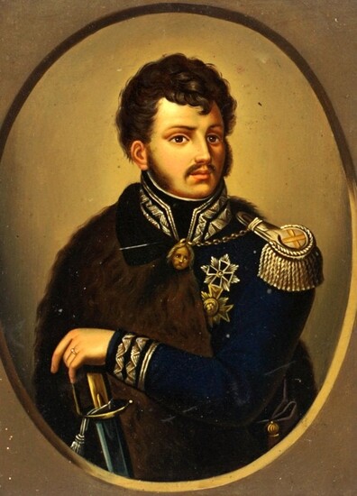 Portrait of a Prussian Officer Oil on Tin