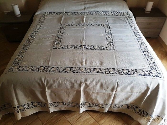 Pure linen Burano Venezia handmade bedspread - Linen - 21st century