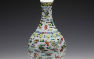 QING QIANLONG DOUCAI SPRING VASE ON STAND
