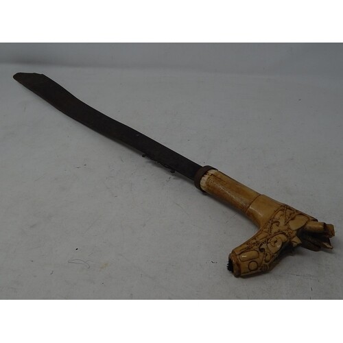 RARE Head Hunters Sword from Borneo. Eban/Dayak Detailed Car...