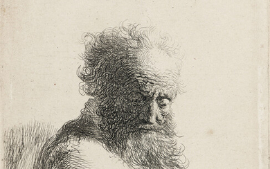 REMBRANDT VAN RIJN Bust of an Old Bearded Man, Looking down, Three Quarters...
