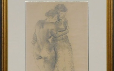Raphael Soyer Charcoal Nude with Friend