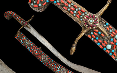 Rare Ottoman sword, Kilij, Pala, decorated with corals and turquoise,...