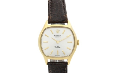 Reference 3801 Cellini A yellow gold tonneau shaped wristwatch, Circa 1970