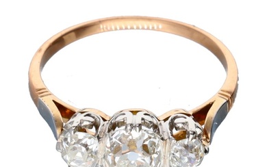 Ring - 18 kt. White gold, Yellow gold - 0.67 tw. Diamond (Natural coloured) - Diamond