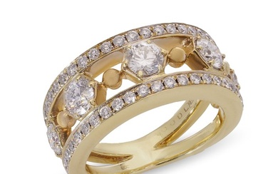 Ring Boodles & Dunthorne 18kt. yellow gold band ring set with 1.46 carats of diamonds Diamond
