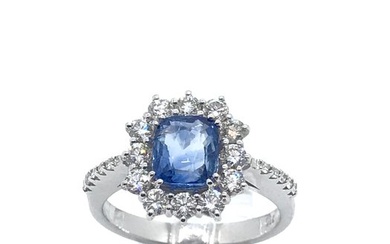 Ring White gold Sapphire - Diamond