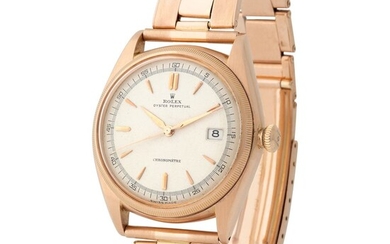 Rolex. Exceptional Condition “Big Bubbleback” Oyster Perpetual Chronometer Wristwatch in Pink Gold, Reference 4467