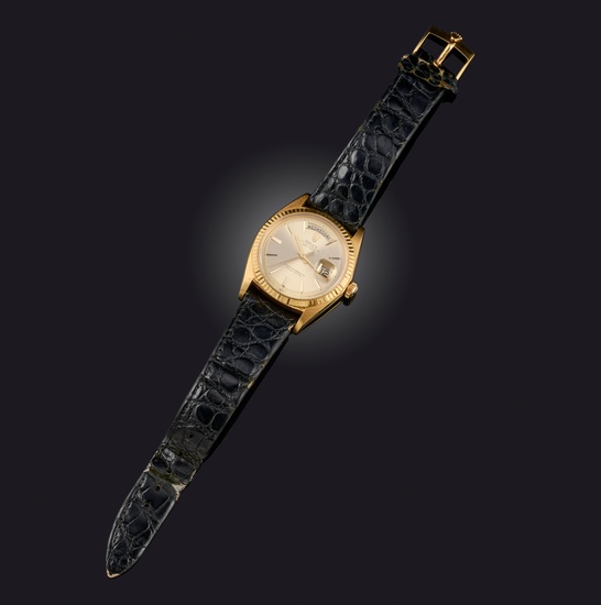 Rolex, montre-bracelet 'Oyster Perpetual Day-Date' en or, réf. 1803, vers les années 1960, cadran en...