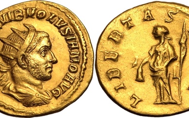 Roman Empire Volusian AD 252 AV Binio Extremely Fine