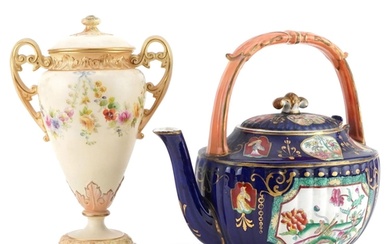 Royal Worcester China Works blush ivory porcelain vase and c...