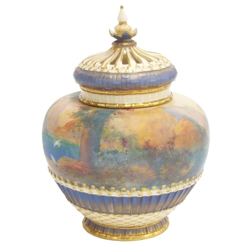 Royal Worcester porcelain pot pourri vase and cover, with a ...