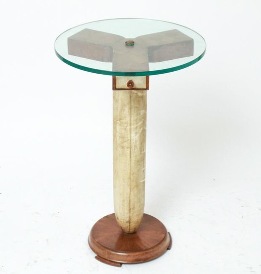 Ruhlmann Manner Art Deco Glass Top Side Table