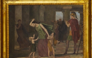 SCUOLA ITALIANA XIX SECOLO, Scena neoclassica, Olio su tela