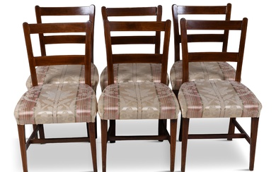 SET OF SIX FEDERAL STYLE INLAID MAHOGANY DINING CHAIRS 34 x 18 x 18 in. (86.4 x 45.7 x 45.7 cm.)