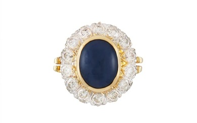 Sapphire Gold Ring with Diamonds