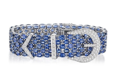 Sapphire and Diamond Belt Buckle Bracelet