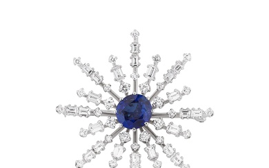 Sapphire and diamond brooch/pendant