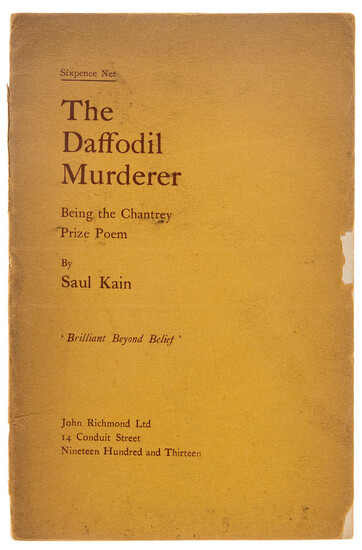 [Sassoon (Siegfried)] "Saul Kain". The Daffodil Murderer, first edition, 1913.