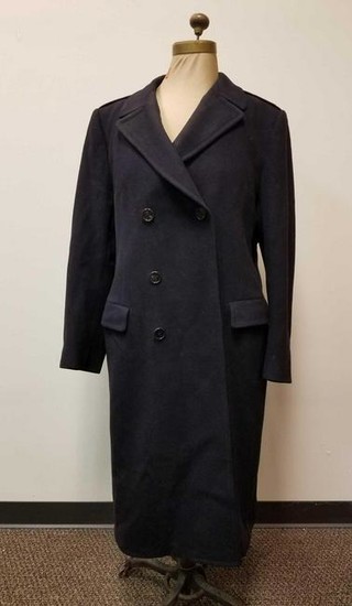 Savile Row Wool Full Length Trench Coat Black Size L