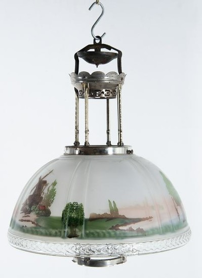 Scenic Painted Aladdin Glass Lamp Shade