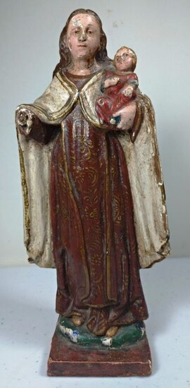 Sculpture, Virgin and child - Wood - 19th century