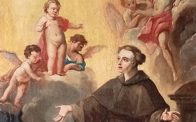 Scuola italiana (XVII) - Sant'Antonio accolto in Paradiso tra gli Angeli