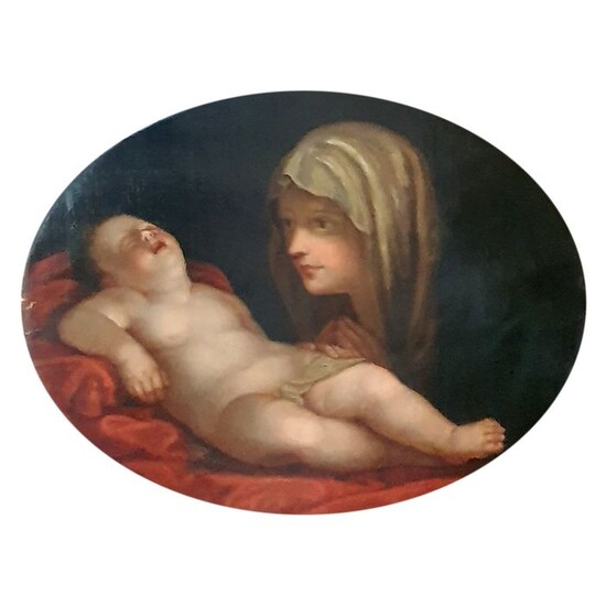 Scuola italiana (XVII-XVIII) - Madonna con bambino dormiente