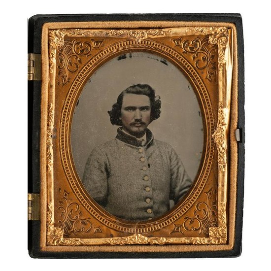 Sixth Plate Ambrotype of Genteel Confederate Soldier