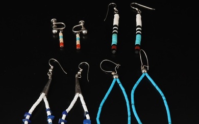 Sterling,Shell, Lapis Lazuli and Coral Featured in Earrings