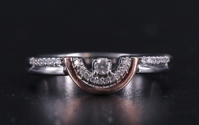 Sterling Silver 0.11 CTW Diamond Ring with 10K Gold Accent