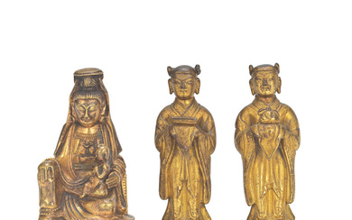 THREE GILT BRONZE FIGURES 17th/18th century and later