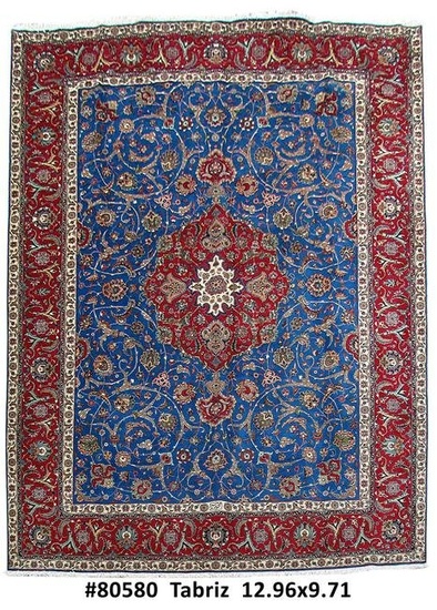 TORQOUISE BLUE 10' x 13' Persian Tabriz Rug 80580