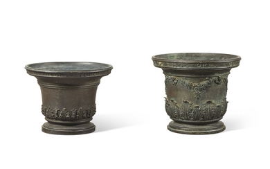 TWO BRONZE MORTARS, VENICE, ONE DATED 1735, ONE PROBABLY MID-18TH CENTURY